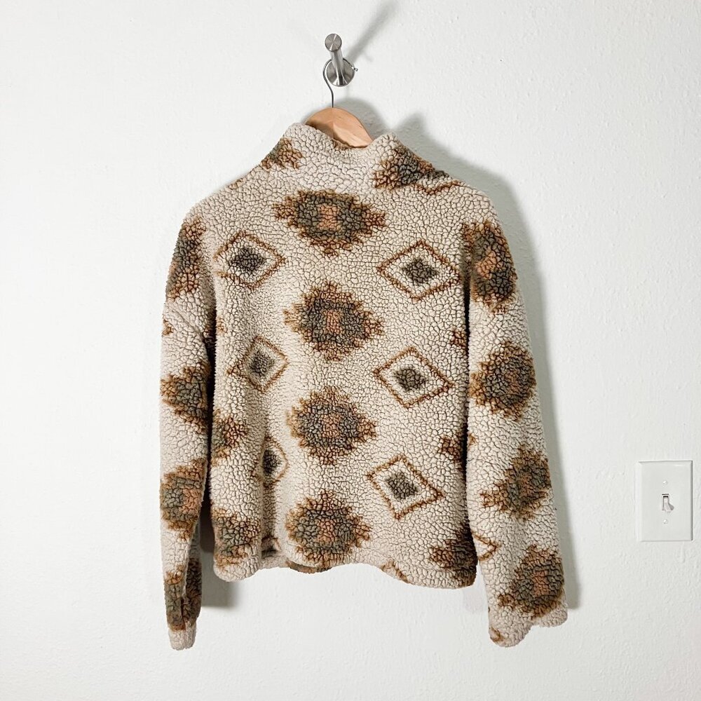 Nordstrom Thread & Supply Cream and Brown Fleece Jacket Size Medium - Picture 6 of 8